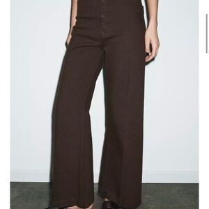 Zara Dark Brown Wide-Leg Trousers